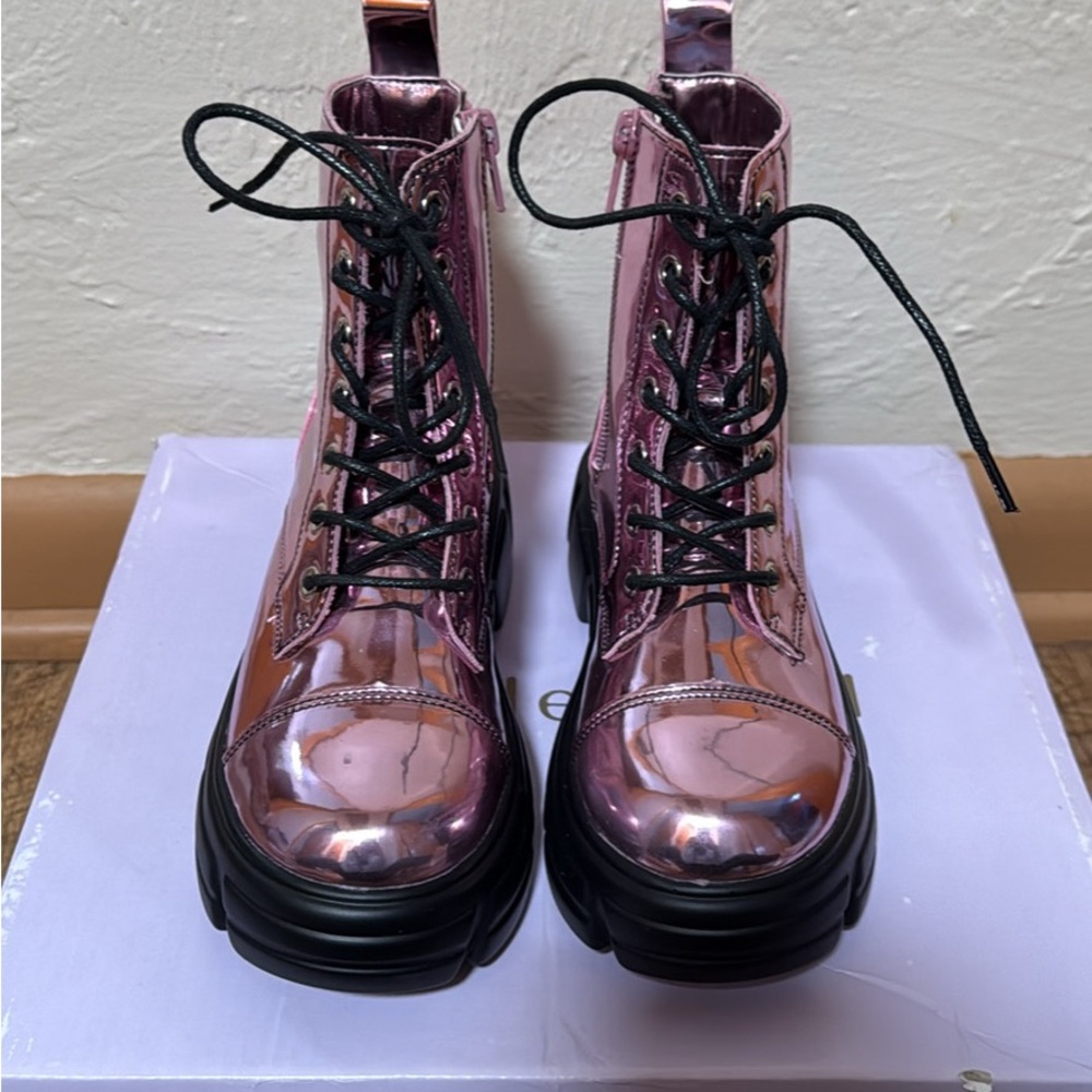 Madden Girl Pink Metallic Kids Boots